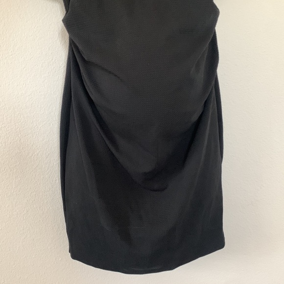 Pinkblush Black Off Shoulder Ruched Ruffle Layered Maternity Mini Dress - Picture 6 of 11